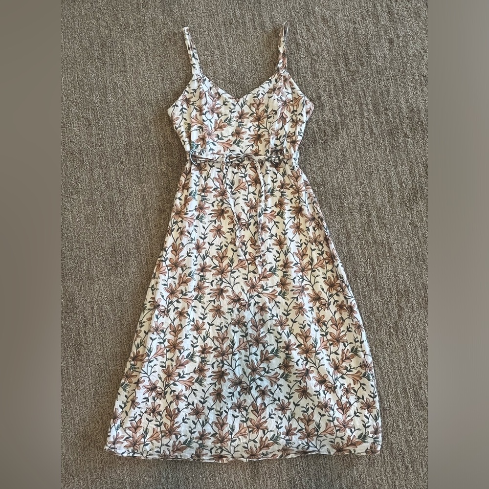 White Floral Midi Dress